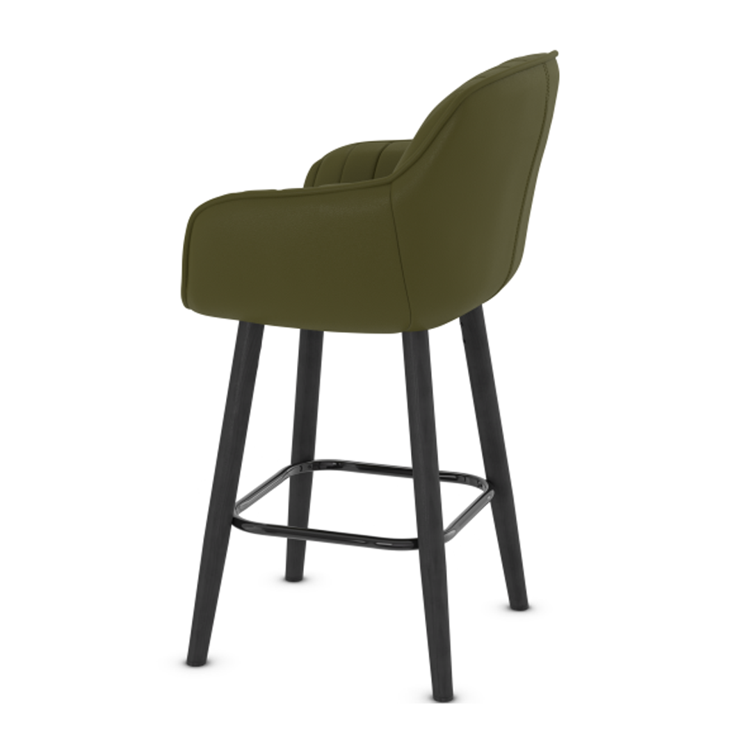 Faux Leather Bar Stool With Black Wooden Legs - Pinley