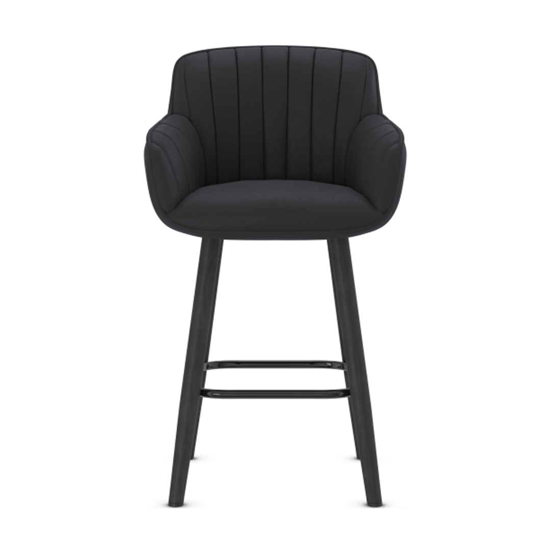 Faux Leather Bar Stool With Black Wooden Legs - Pinley