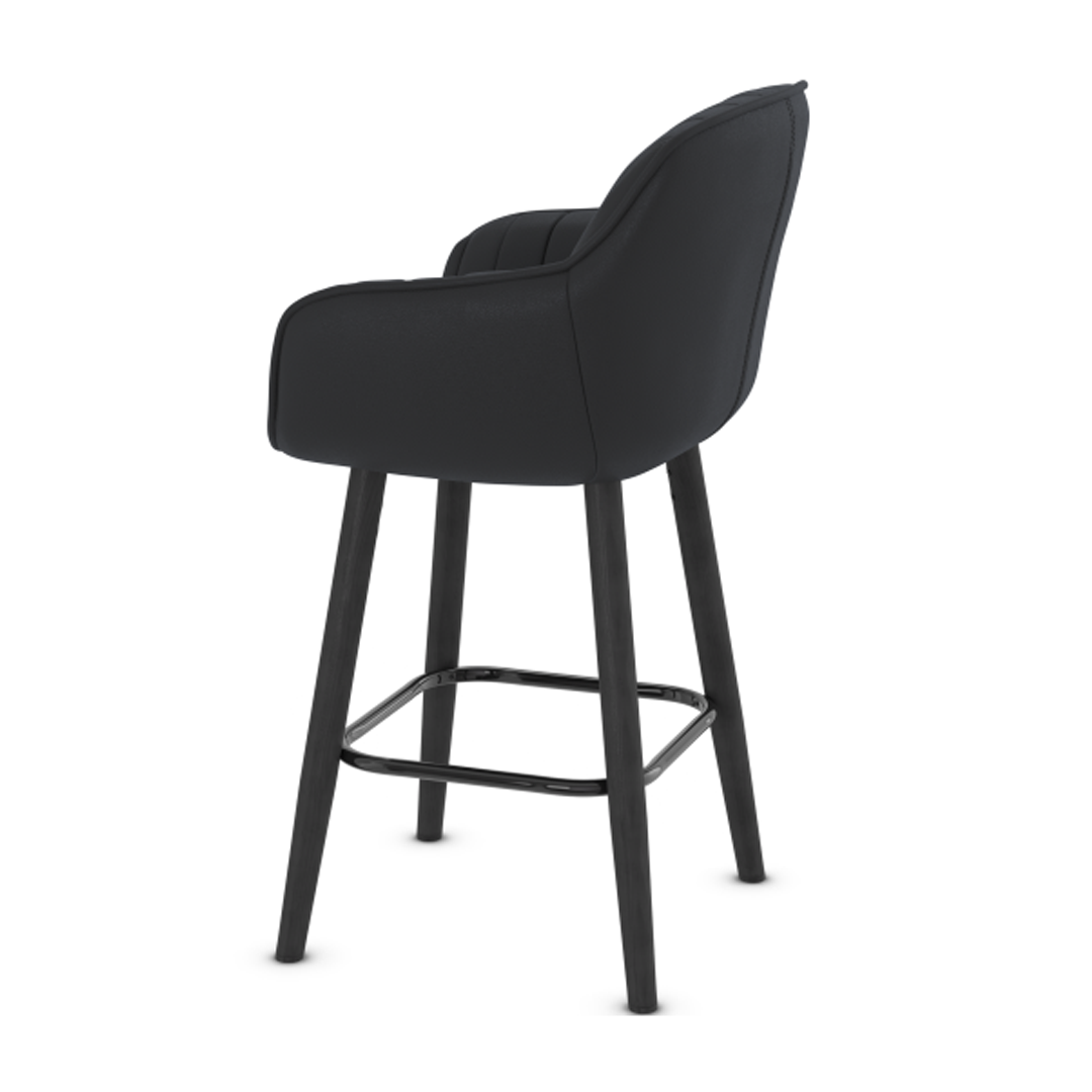 Faux Leather Bar Stool With Black Wooden Legs - Pinley