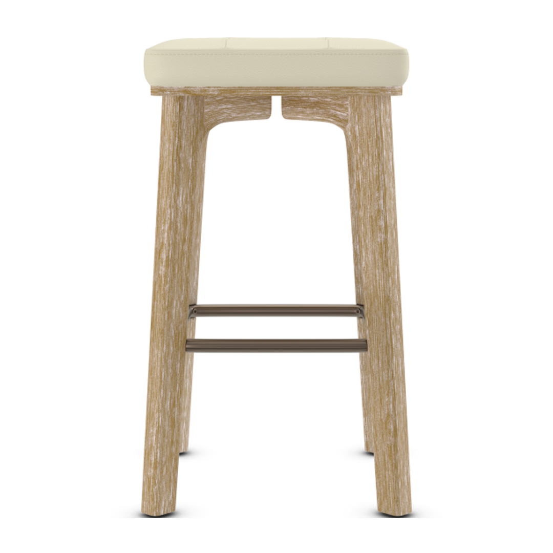 Faux Leather Bar Stool With Bronze Footrest - Barrow