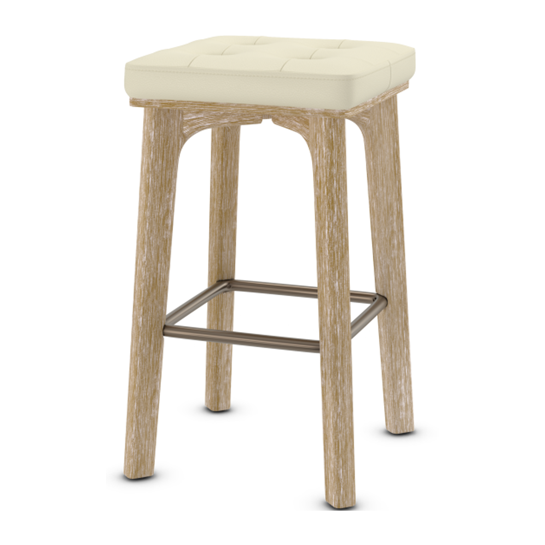 Faux Leather Bar Stool With Bronze Footrest - Barrow