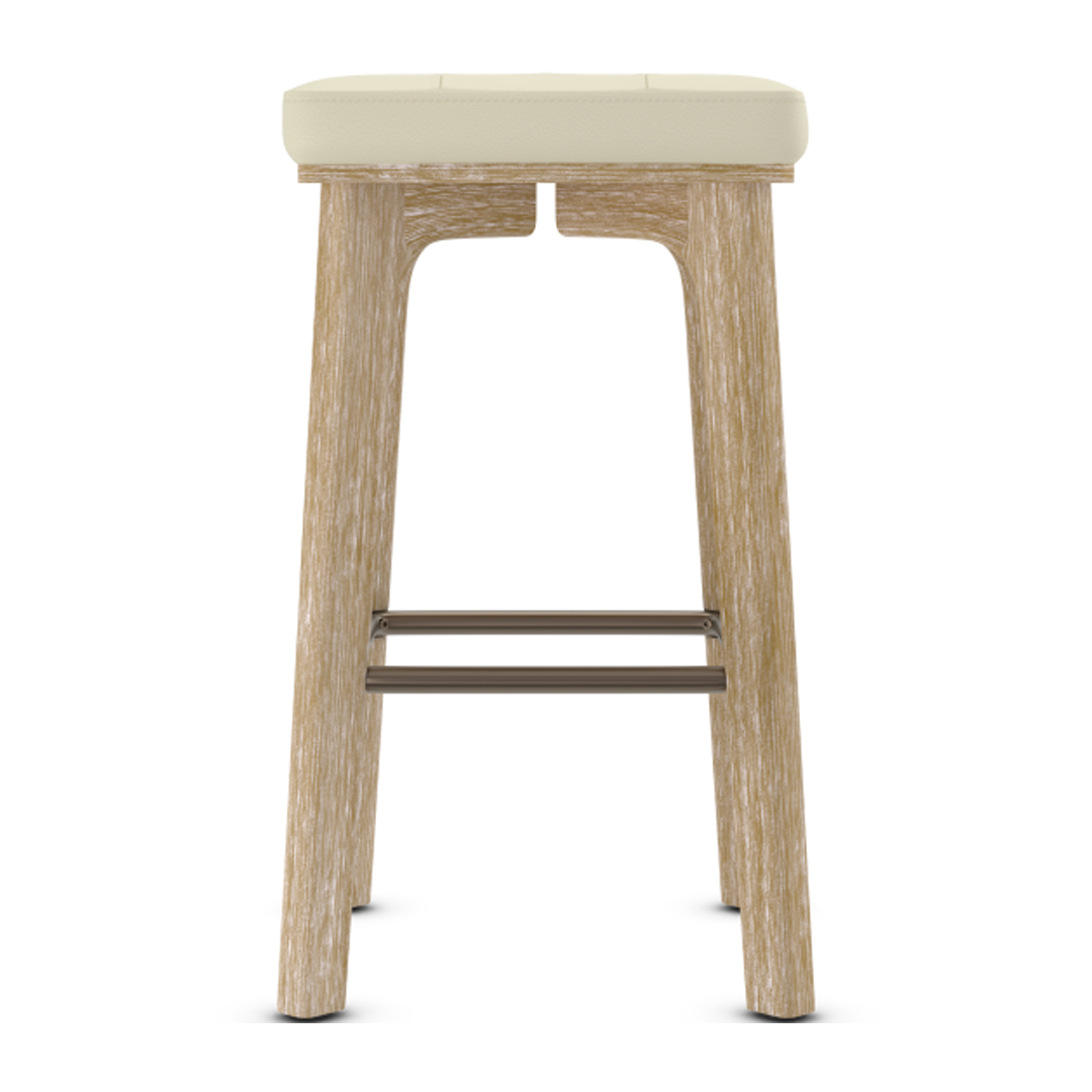 Faux Leather Bar Stool With Bronze Footrest - Barrow