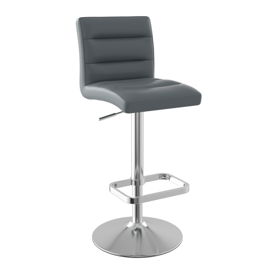 Faux Leather Bar Stool With Brushed Chrome Base - Dunley