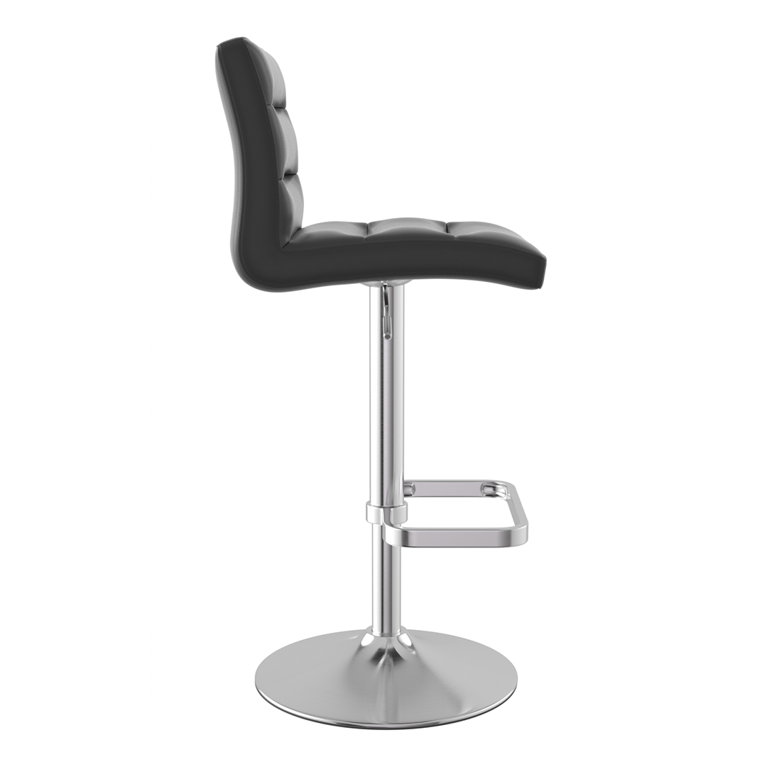 Faux Leather Bar Stool With Brushed Chrome Base - Dunley