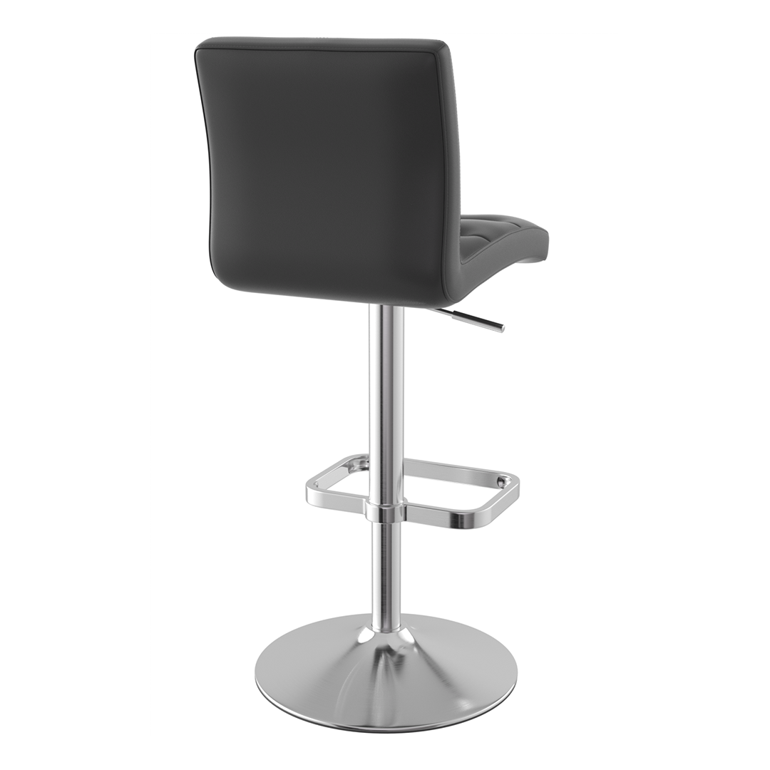 Faux Leather Bar Stool With Brushed Chrome Base - Dunley