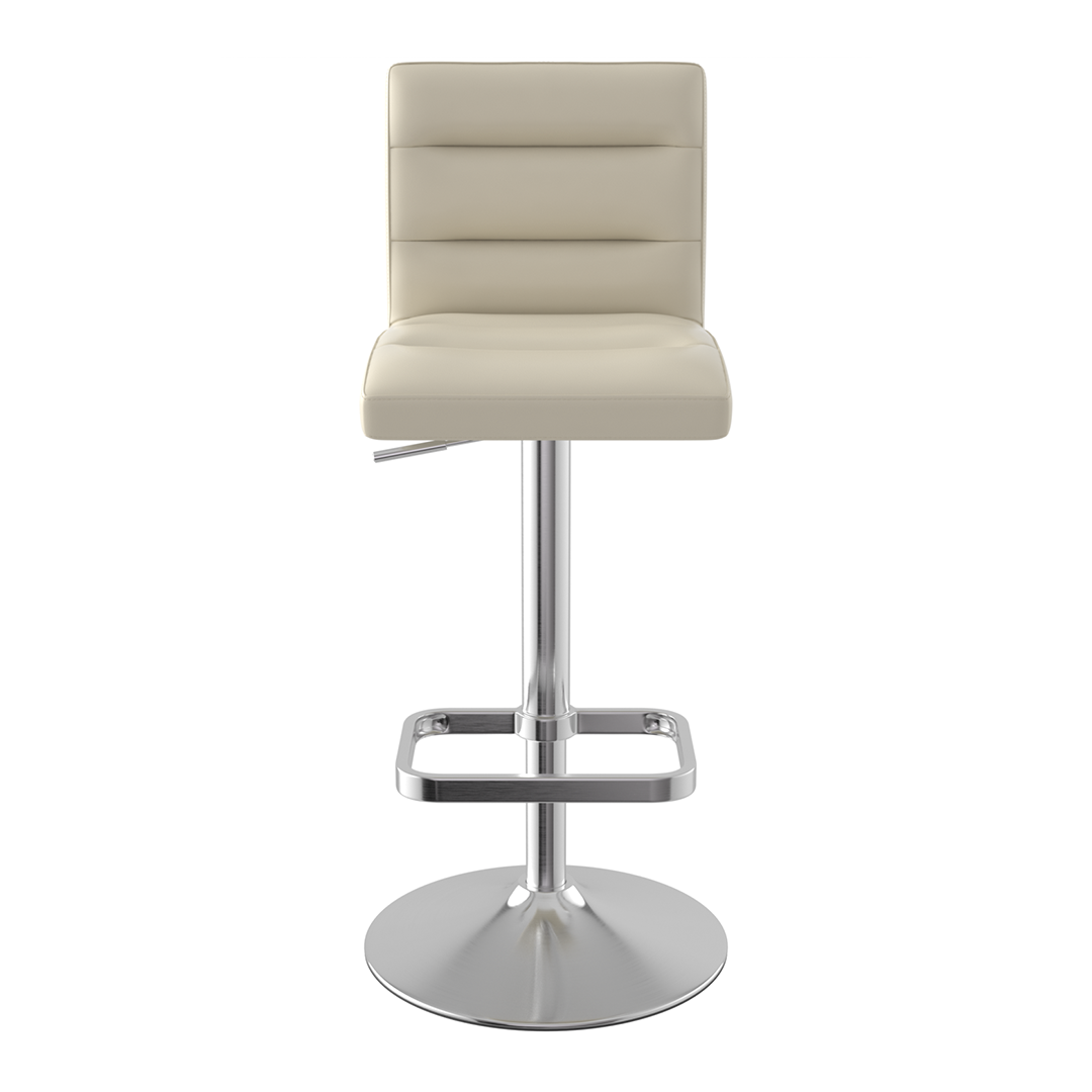 Faux Leather Bar Stool With Brushed Chrome Base - Dunley