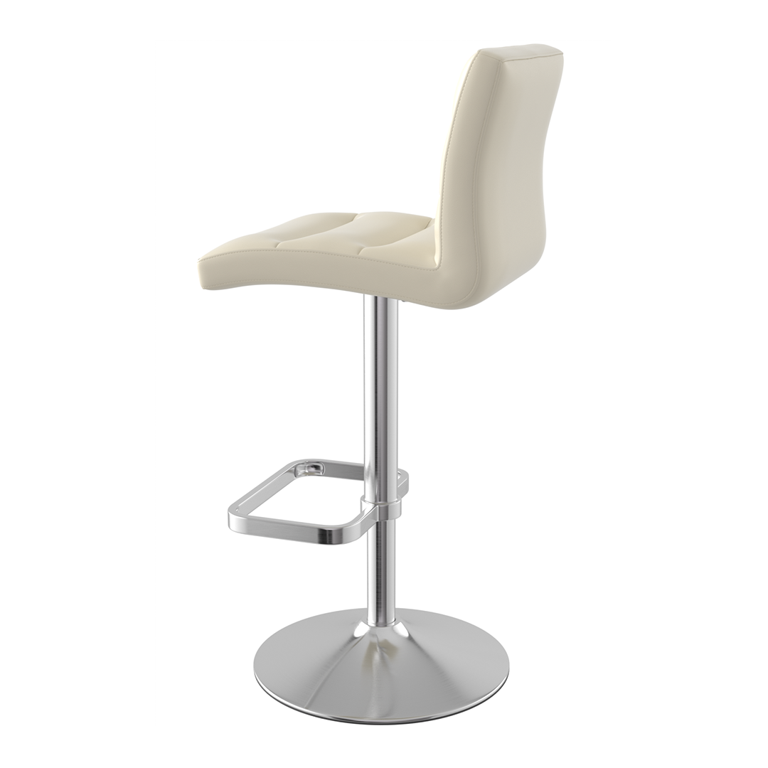 Faux Leather Bar Stool With Brushed Chrome Base - Dunley