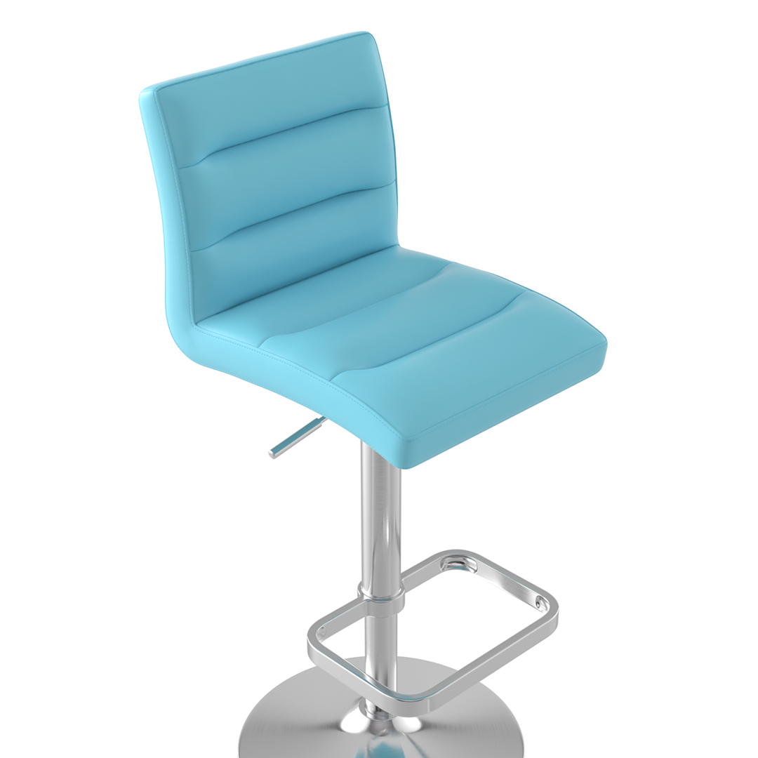 Faux Leather Bar Stool With Brushed Chrome Base - Dunley