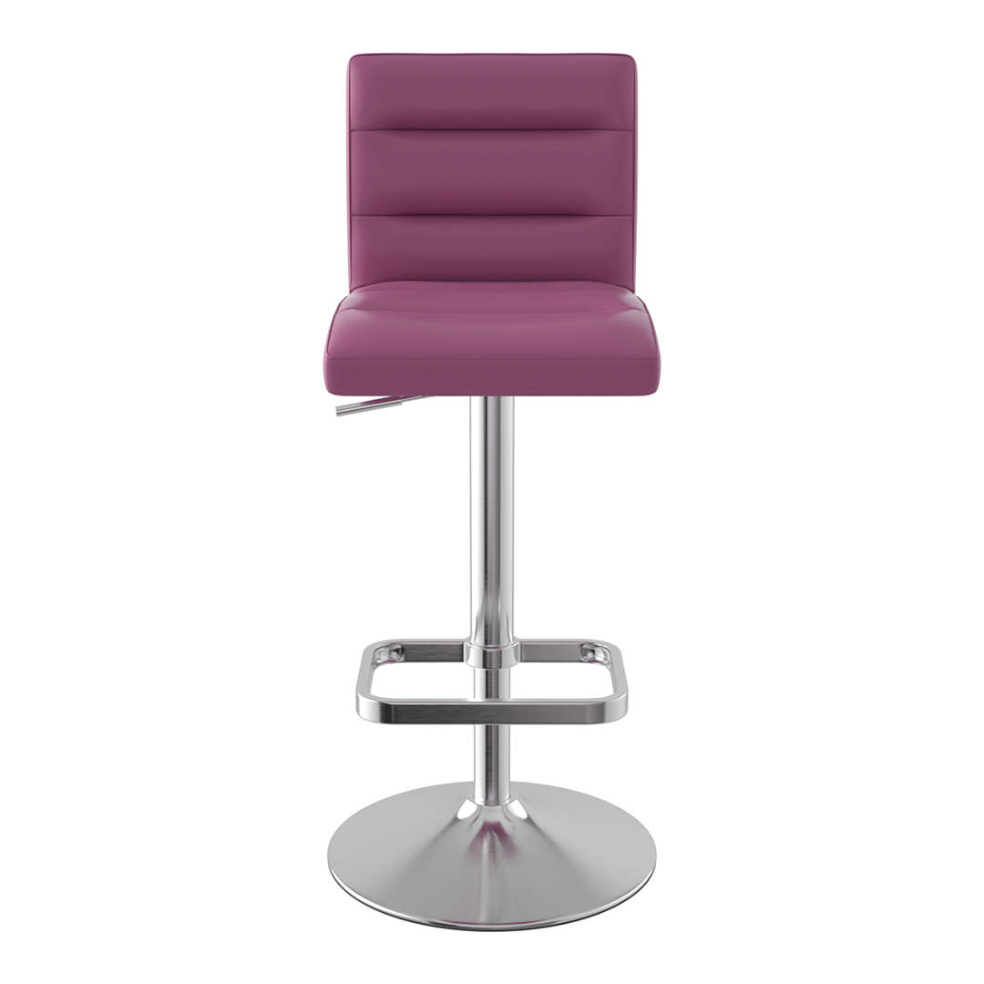 Faux Leather Bar Stool With Brushed Chrome Base - Dunley
