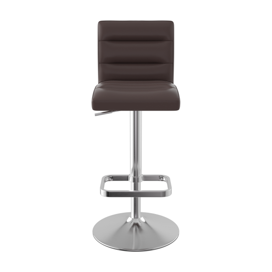 Faux Leather Bar Stool With Brushed Chrome Base - Dunley