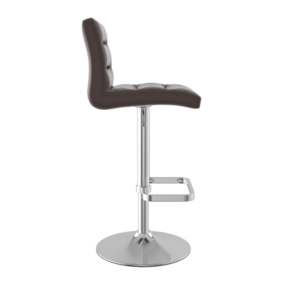 Faux Leather Bar Stool With Brushed Chrome Base - Dunley