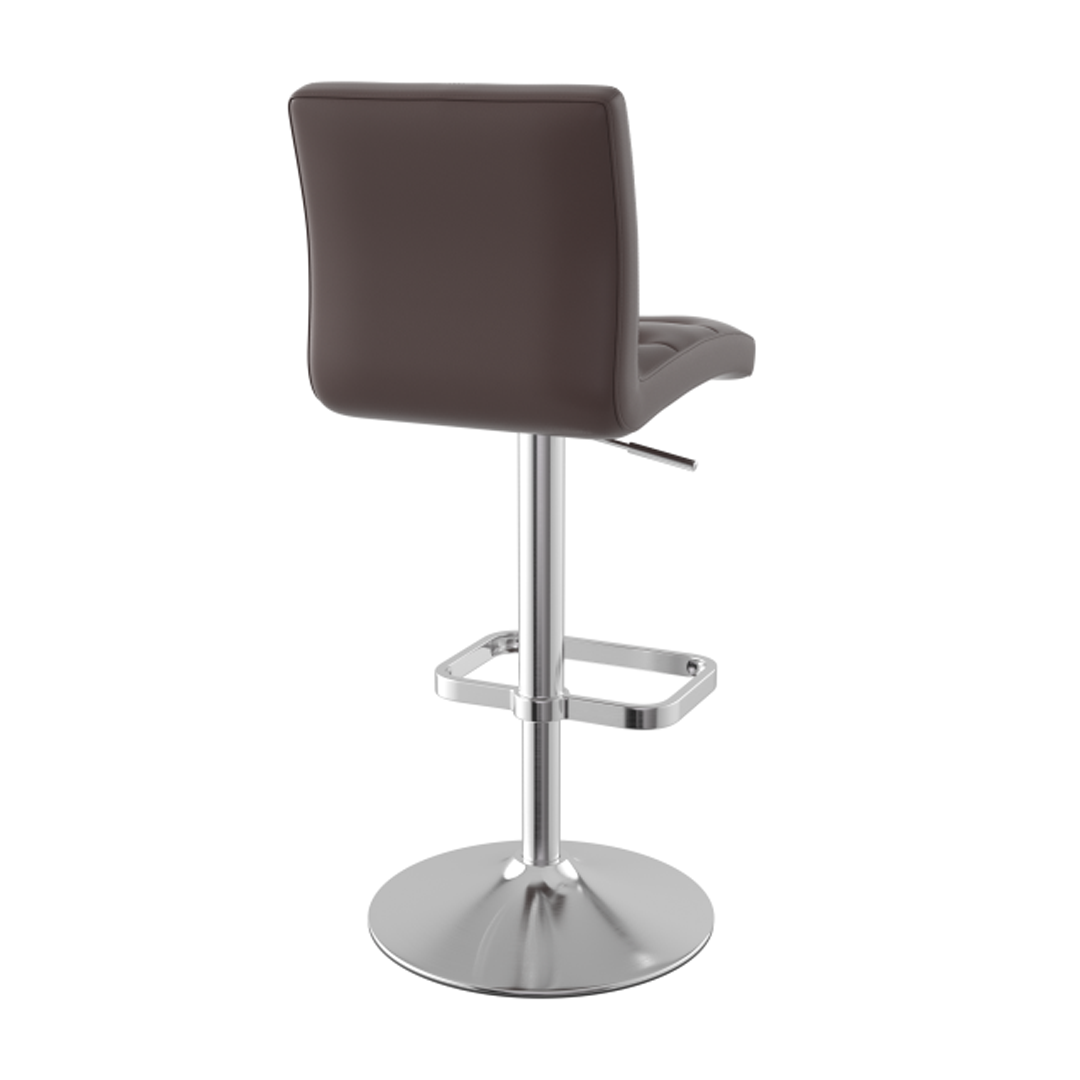 Faux Leather Bar Stool With Brushed Chrome Base - Dunley