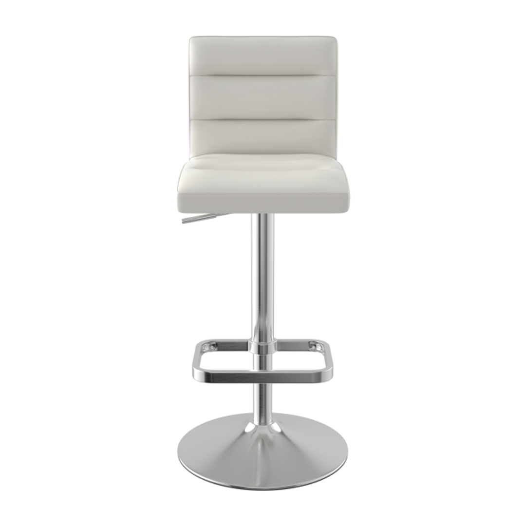 Faux Leather Bar Stool With Brushed Chrome Base - Dunley
