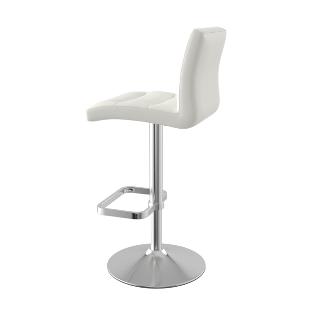 Faux Leather Bar Stool With Brushed Chrome Base - Dunley