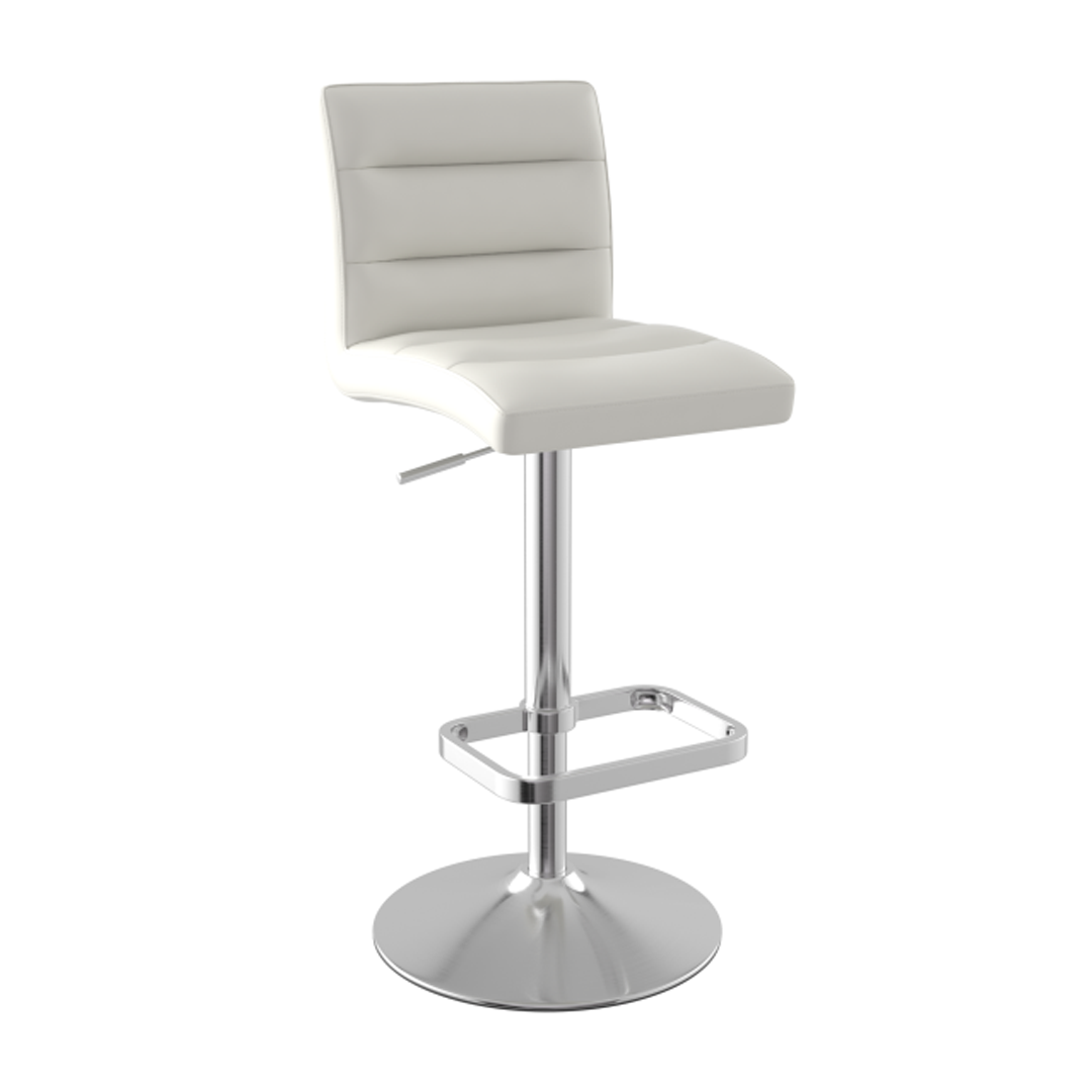 Faux Leather Bar Stool With Brushed Chrome Base - Dunley