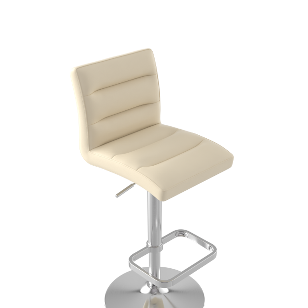 Faux Leather Bar Stool With Brushed Chrome Base - Dunley