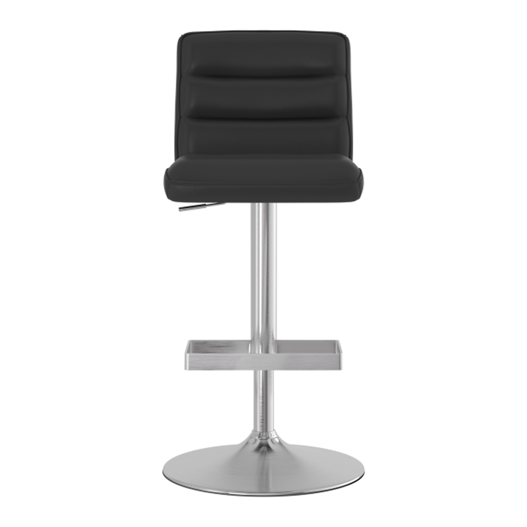 Faux Leather Bar Stool With Brushed Chrome Base - Parkley