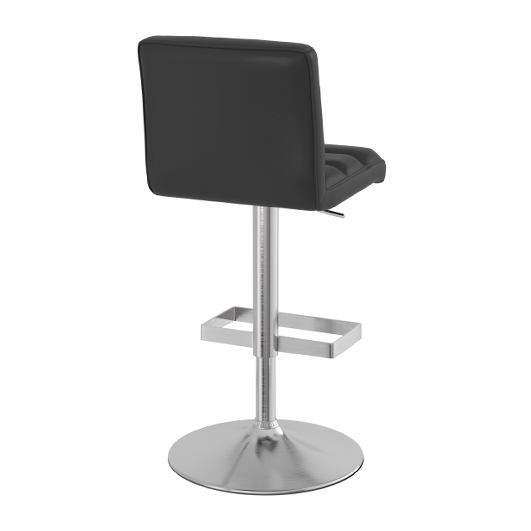 Faux Leather Bar Stool With Brushed Chrome Base - Parkley