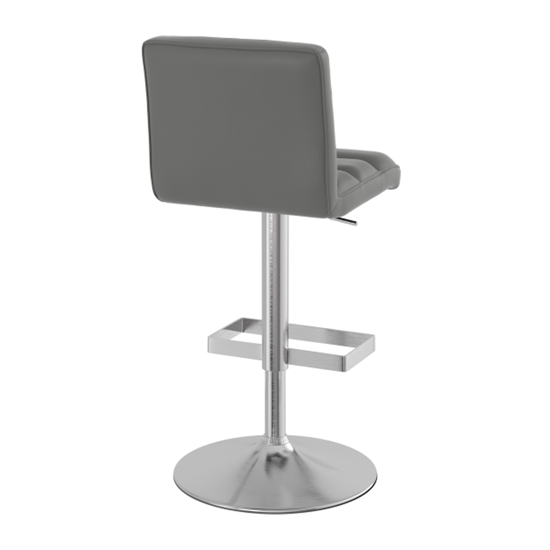 Faux Leather Bar Stool With Brushed Chrome Base - Parkley