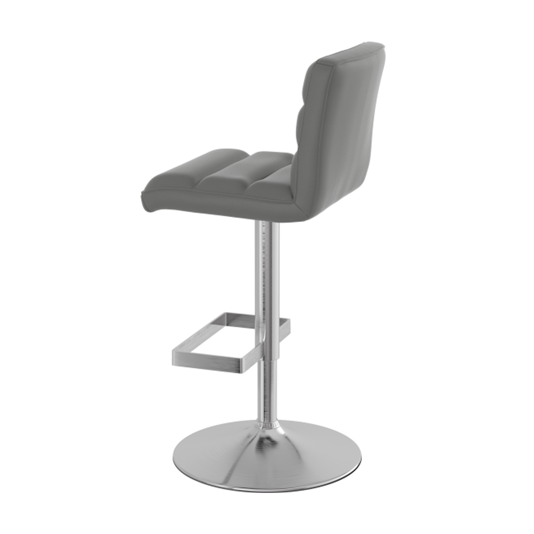 Faux Leather Bar Stool With Brushed Chrome Base - Parkley