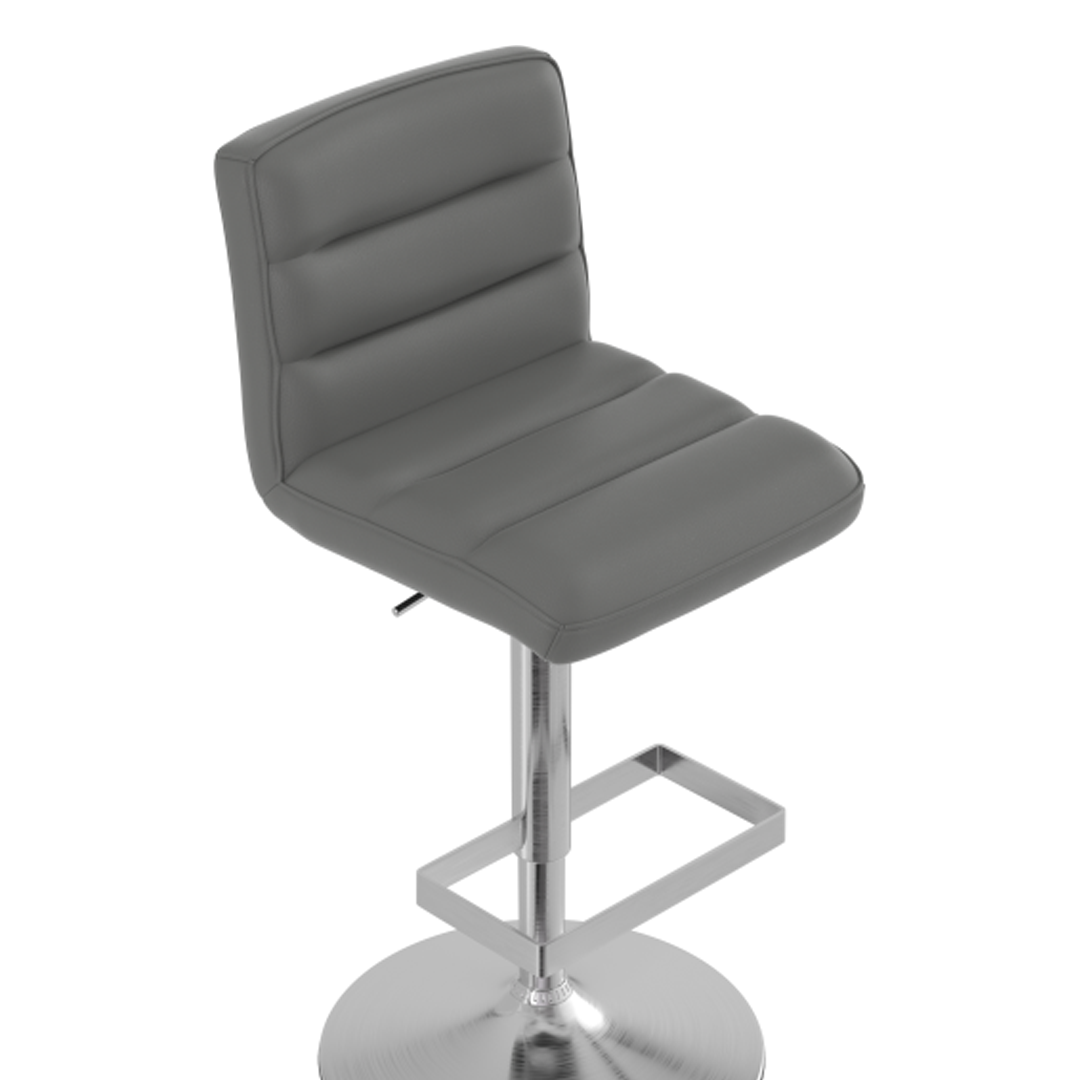 Faux Leather Bar Stool With Brushed Chrome Base - Parkley