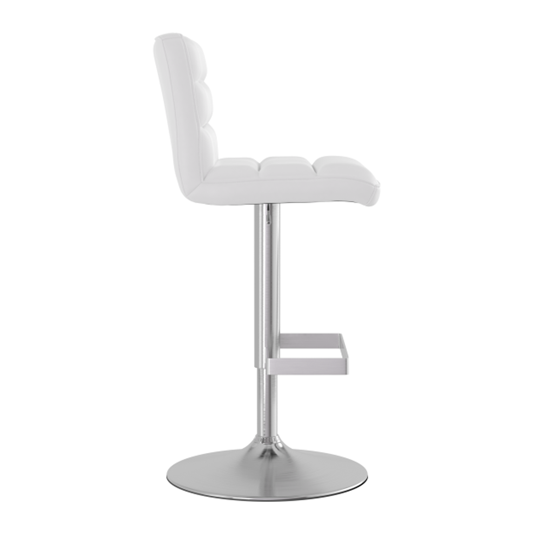 Faux Leather Bar Stool With Brushed Chrome Base - Parkley
