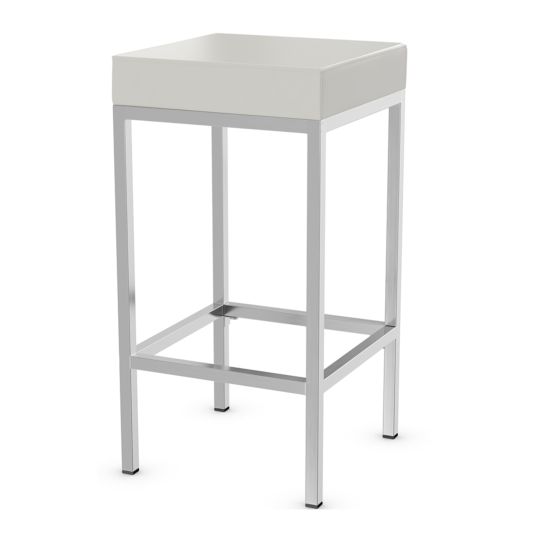Faux Leather Bar Stool With Brushed Chrome Steel Frame - Cranston