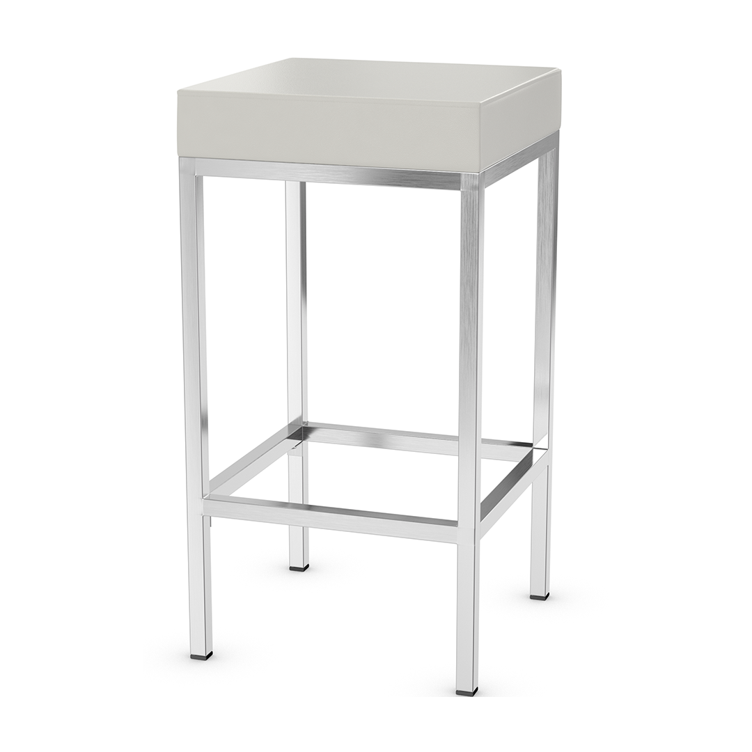Faux Leather Bar Stool With Brushed Chrome Steel Frame - Cranston