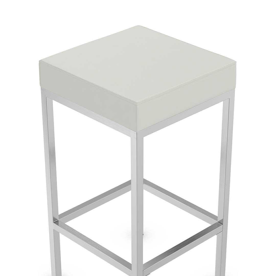 Faux Leather Bar Stool With Brushed Chrome Steel Frame - Cranston