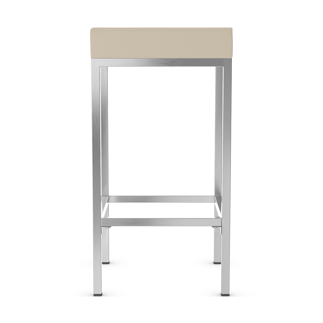 Faux Leather Bar Stool With Brushed Chrome Steel Frame - Cranston