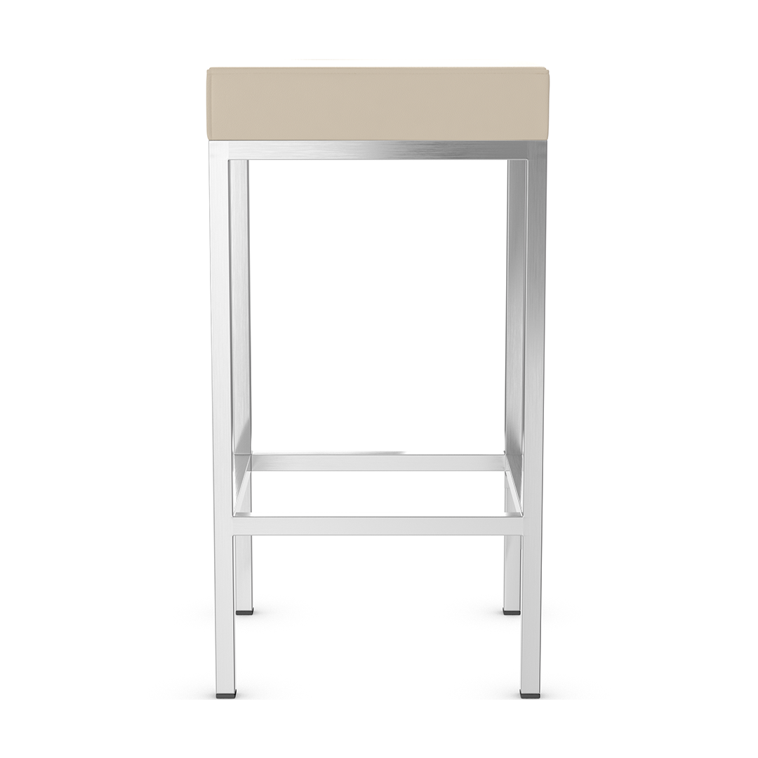 Faux Leather Bar Stool With Brushed Chrome Steel Frame - Cranston