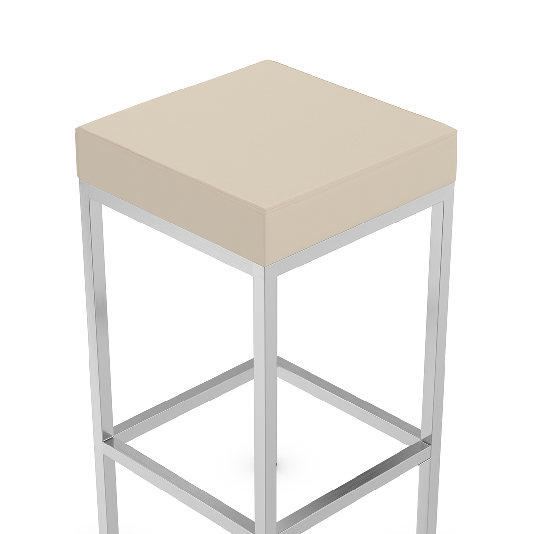 Faux Leather Bar Stool With Brushed Chrome Steel Frame - Cranston