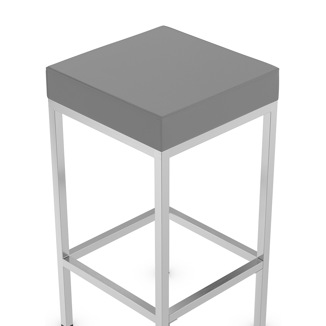 Faux Leather Bar Stool With Brushed Chrome Steel Frame - Cranston