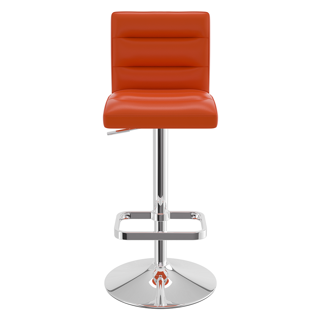 Faux Leather Bar Stool With Chrome Base - Dunley