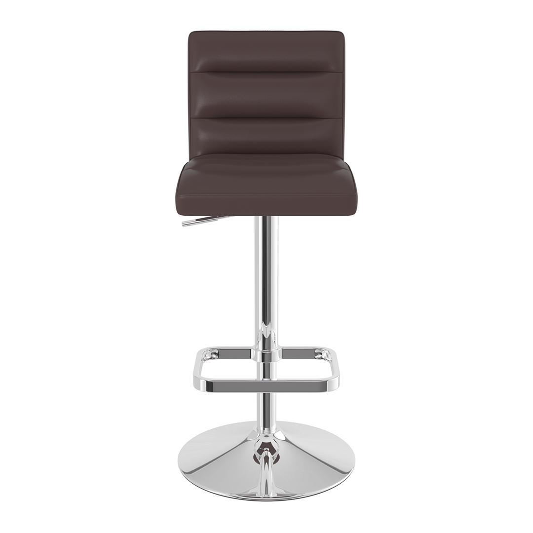 Faux Leather Bar Stool With Chrome Base - Dunley