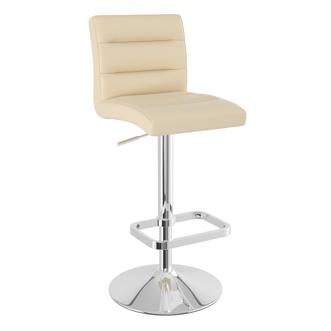 Faux Leather Bar Stool With Chrome Base - Dunley
