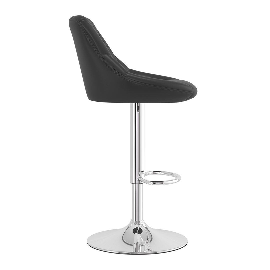 Faux Leather Bar Stool With Chrome Pedestal Base - Hornley