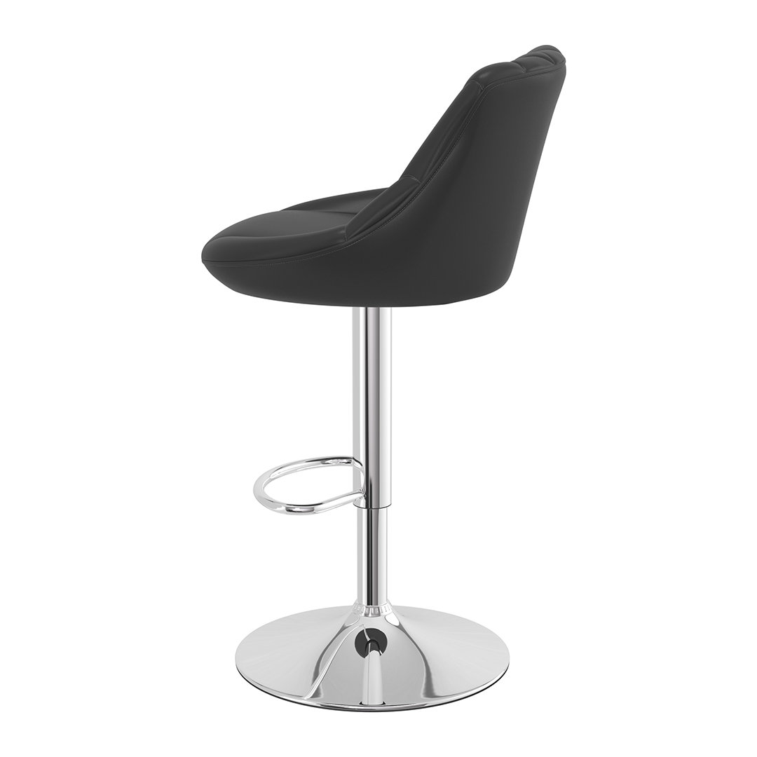 Faux Leather Bar Stool With Chrome Pedestal Base - Hornley