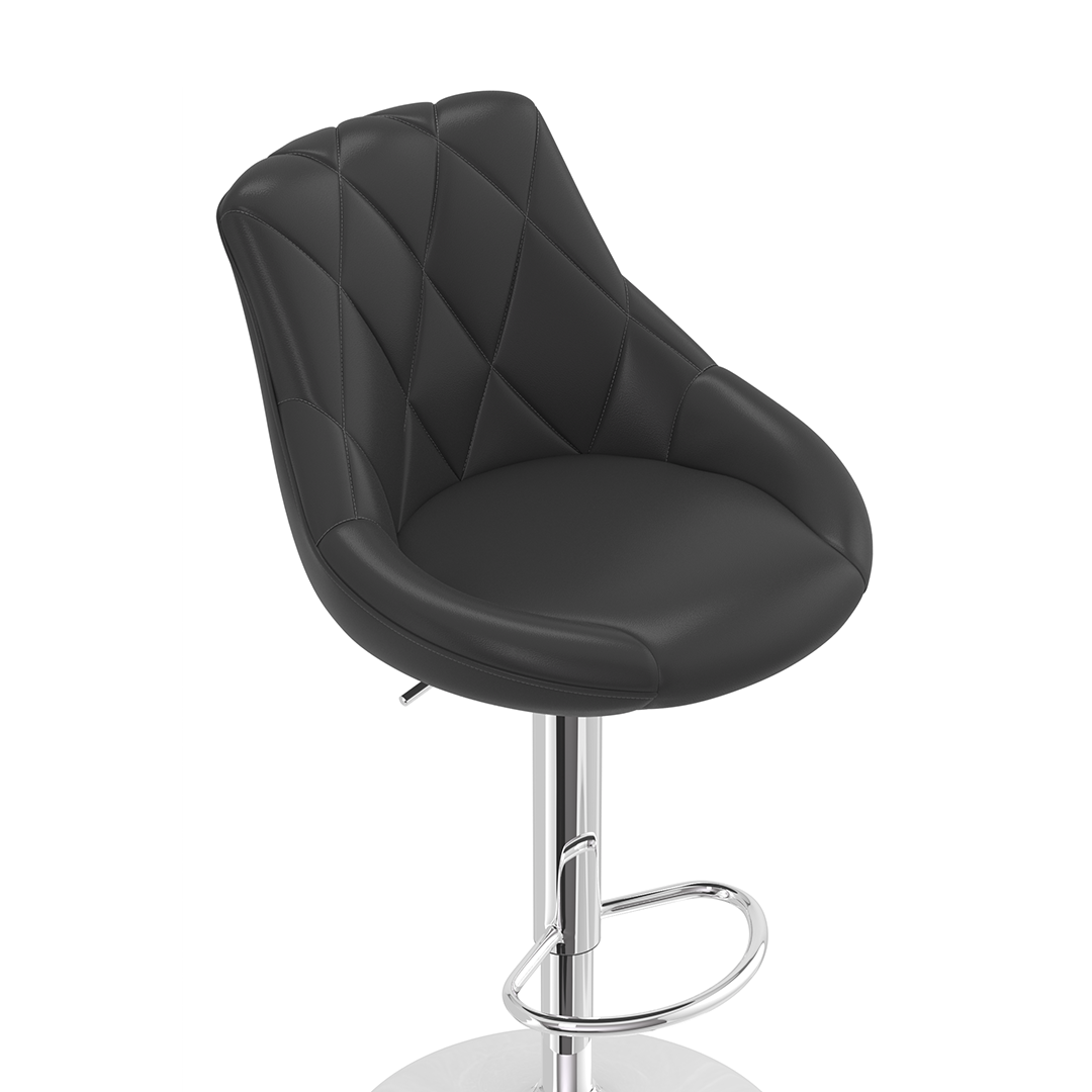 Faux Leather Bar Stool With Chrome Pedestal Base - Hornley