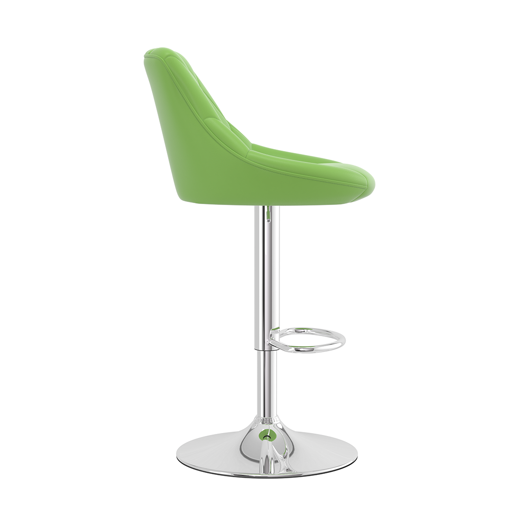 Faux Leather Bar Stool With Chrome Pedestal Base - Hornley