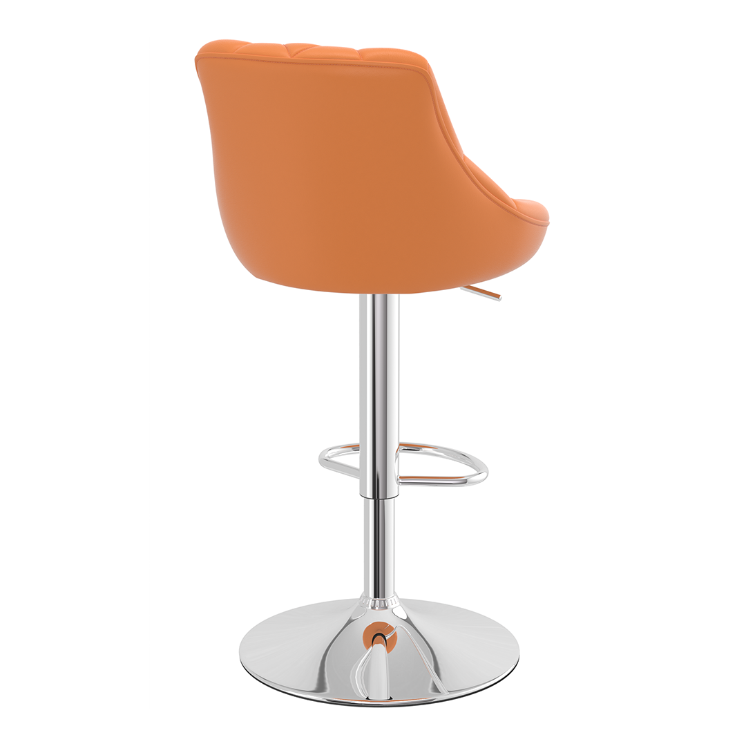 Faux Leather Bar Stool With Chrome Pedestal Base - Hornley