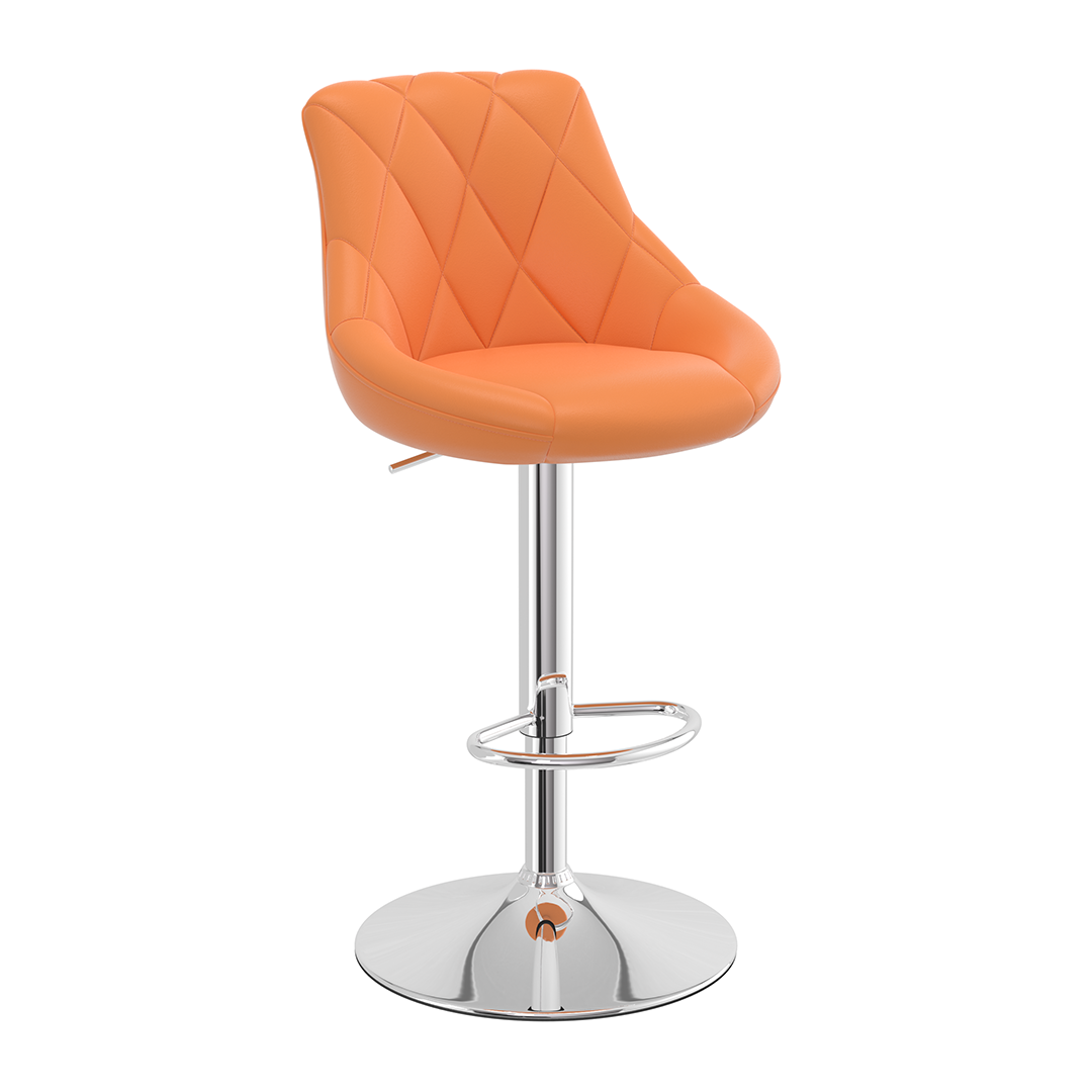 Faux Leather Bar Stool With Chrome Pedestal Base - Hornley