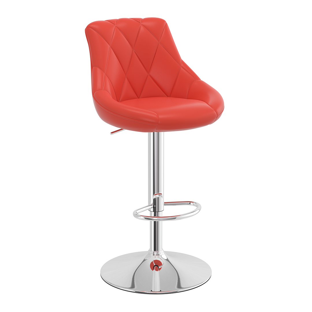 Faux Leather Bar Stool With Chrome Pedestal Base - Hornley