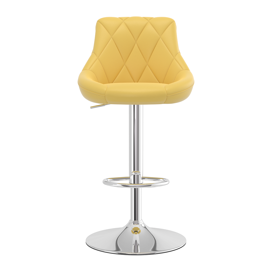 Faux Leather Bar Stool With Chrome Pedestal Base - Hornley