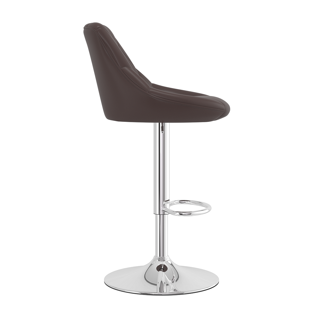 Faux Leather Bar Stool With Chrome Pedestal Base - Hornley
