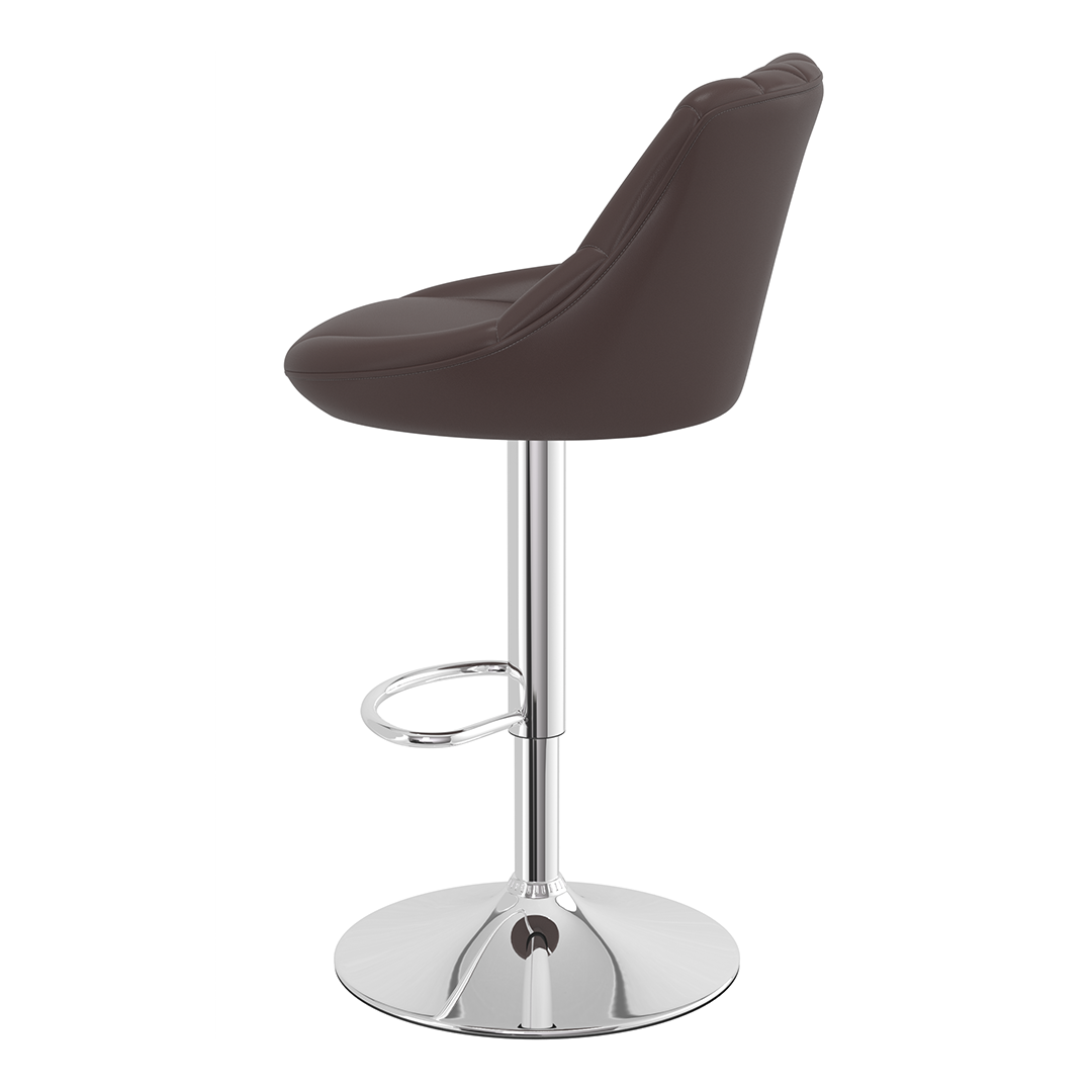 Faux Leather Bar Stool With Chrome Pedestal Base - Hornley