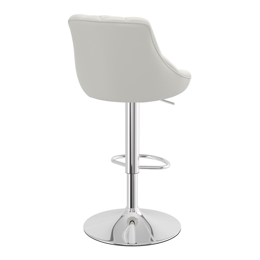 Faux Leather Bar Stool With Chrome Pedestal Base - Hornley
