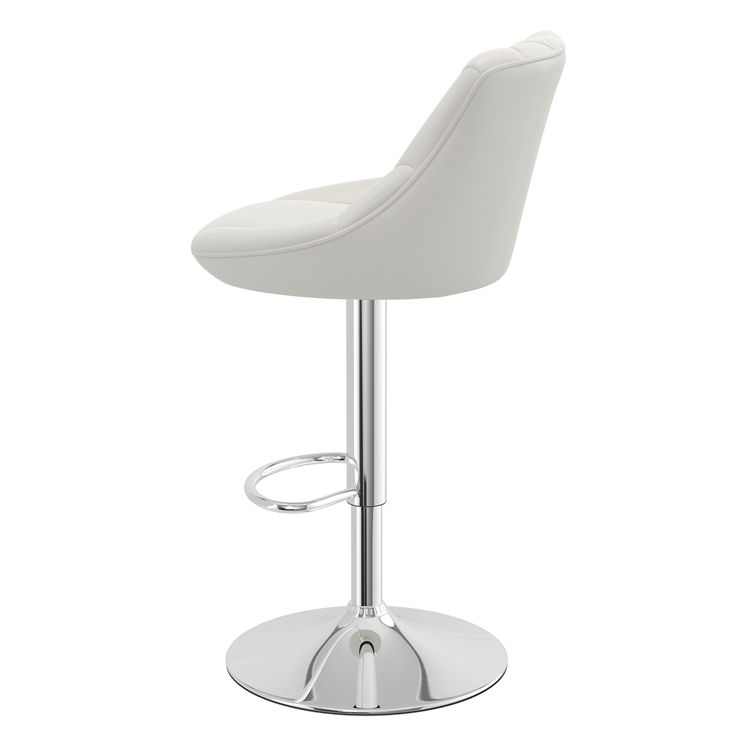 Faux Leather Bar Stool With Chrome Pedestal Base - Hornley