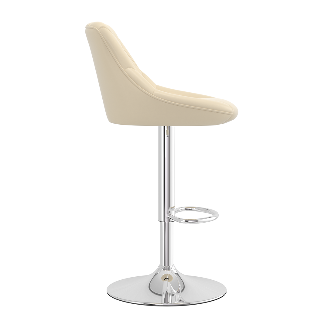 Faux Leather Bar Stool With Chrome Pedestal Base - Hornley