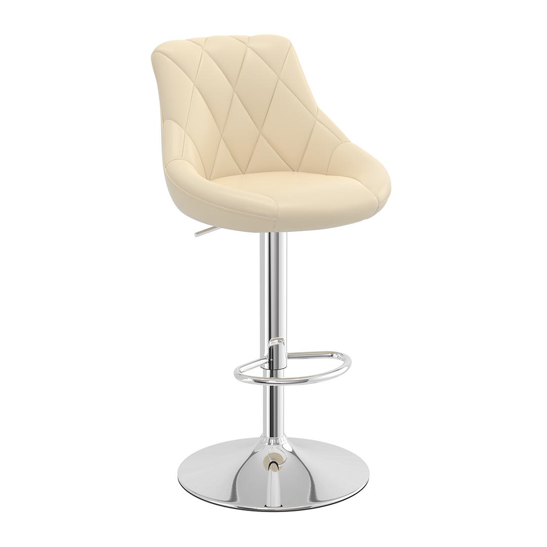 Faux Leather Bar Stool With Chrome Pedestal Base - Hornley